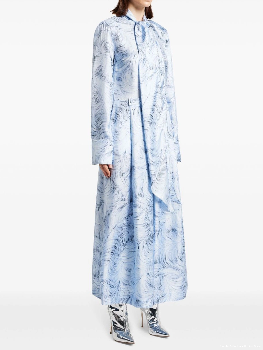 Affordable feather-print McCartney dress midi Women Stella 0706
